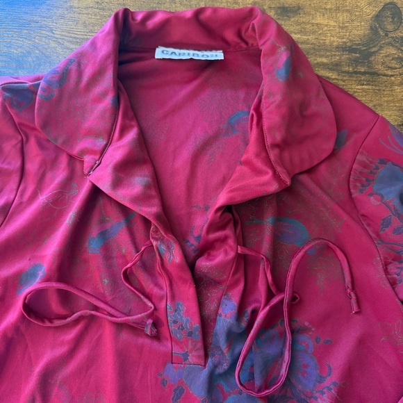 VTG 70s 80s Caribou Peasant Top Women’s Medium Maroon Butterflies Costume Prop‎ - Picture 10 of 14